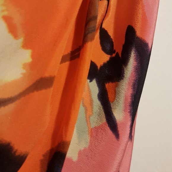BCBGMAXAZRIA Multicolor Watercolor Print Drape Silk Mini Skirt S 4 2 0 15 in. - Picture 8 of 16